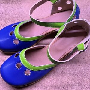 Smith & Co Blue & Lime Green Mary Jane Clogs